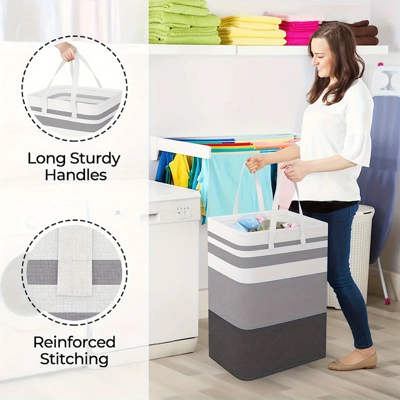 Large Capacity Laundry Hamper 75L with Handles - Collapsible Storage Basket for Bathroom & Home