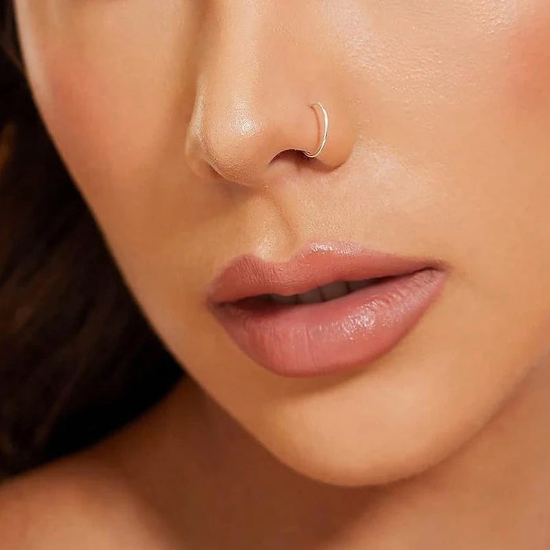 Mini Nose Rings Set - 14K Gold Plated Nose Hoop Jewelry for Women & Men