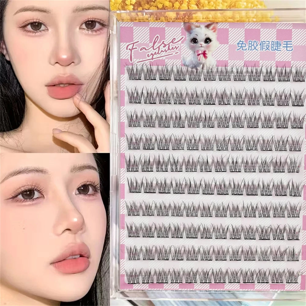 240 Clusters of False Eyelashes, Glue-Free, Natural Look, Soft Segmented Stems