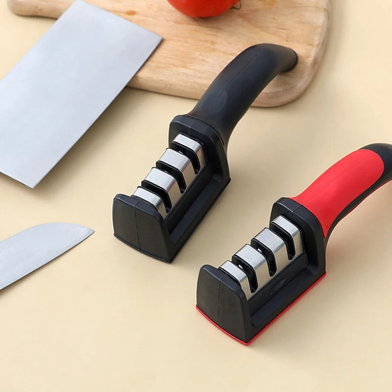 Multi-Function 3-Stage Knife Sharpener with Non-Slip Base Handheld Kitchen Tool