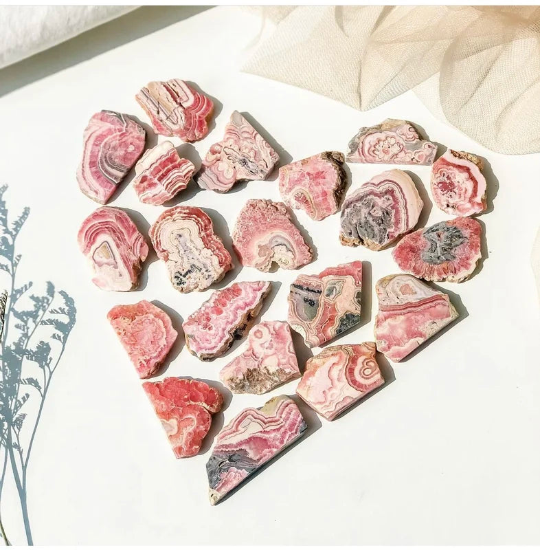 Natural Rhodochrosite Gemstone Slice for Feng Shui Home Decoration - 4-5cm
