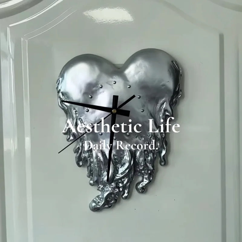 Heart Wall Clock Melting Love Shape Hanging Decor Modern Living Room Bedroom Gift