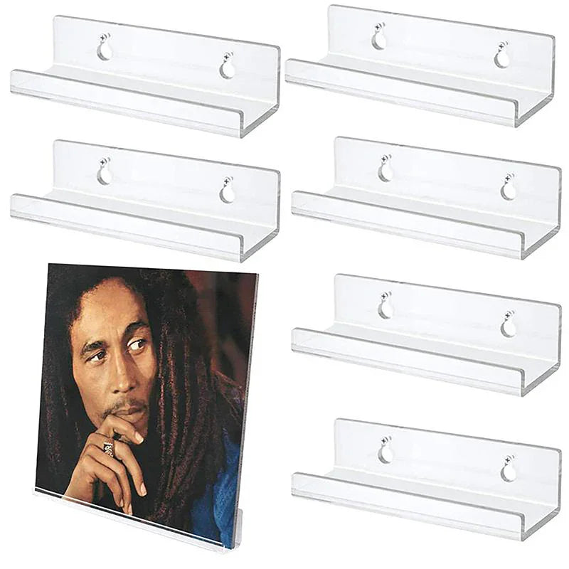 Acrylic Record Display Shelf Set - Wall Mount Vinyl Album Storage Racks - Clear 2pcs