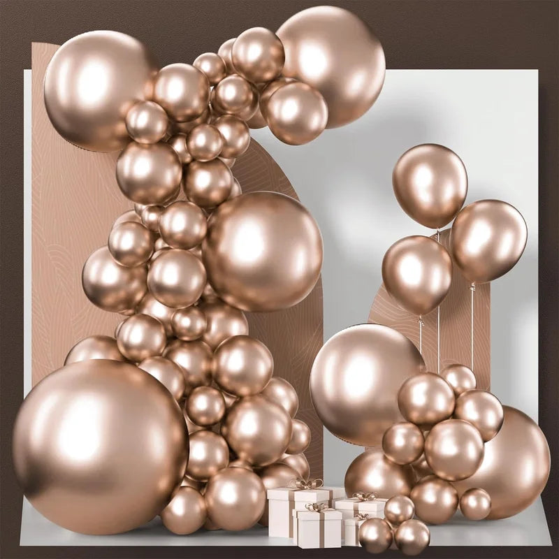 18-Inch Metallic Latex Balloons for Party Decorations - Gold, Silver & More
