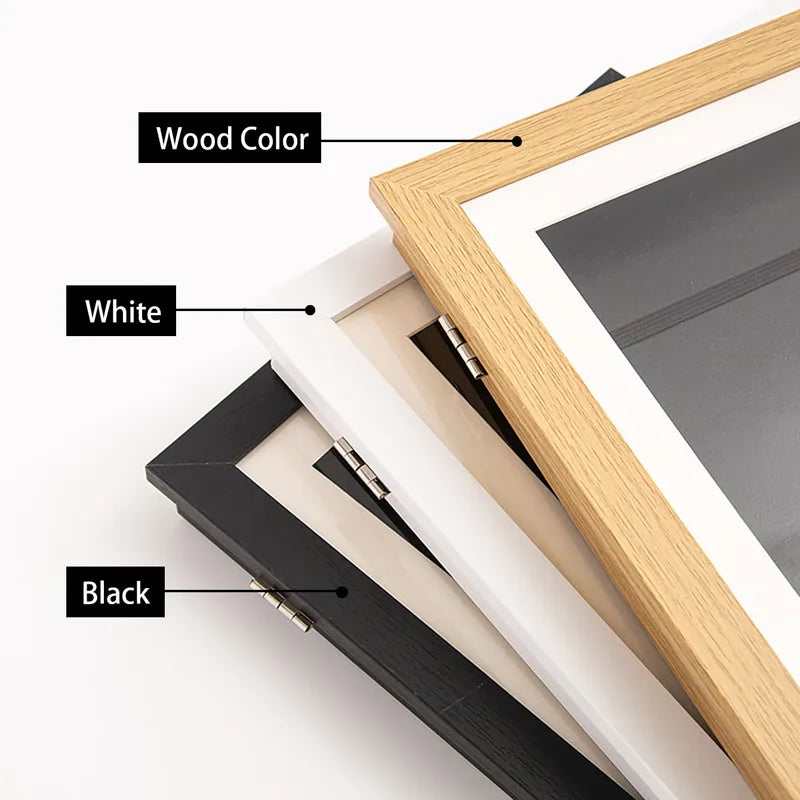 Wood Flap Art Frame A4 Photo Display with Storage Kids Artwork Organizer