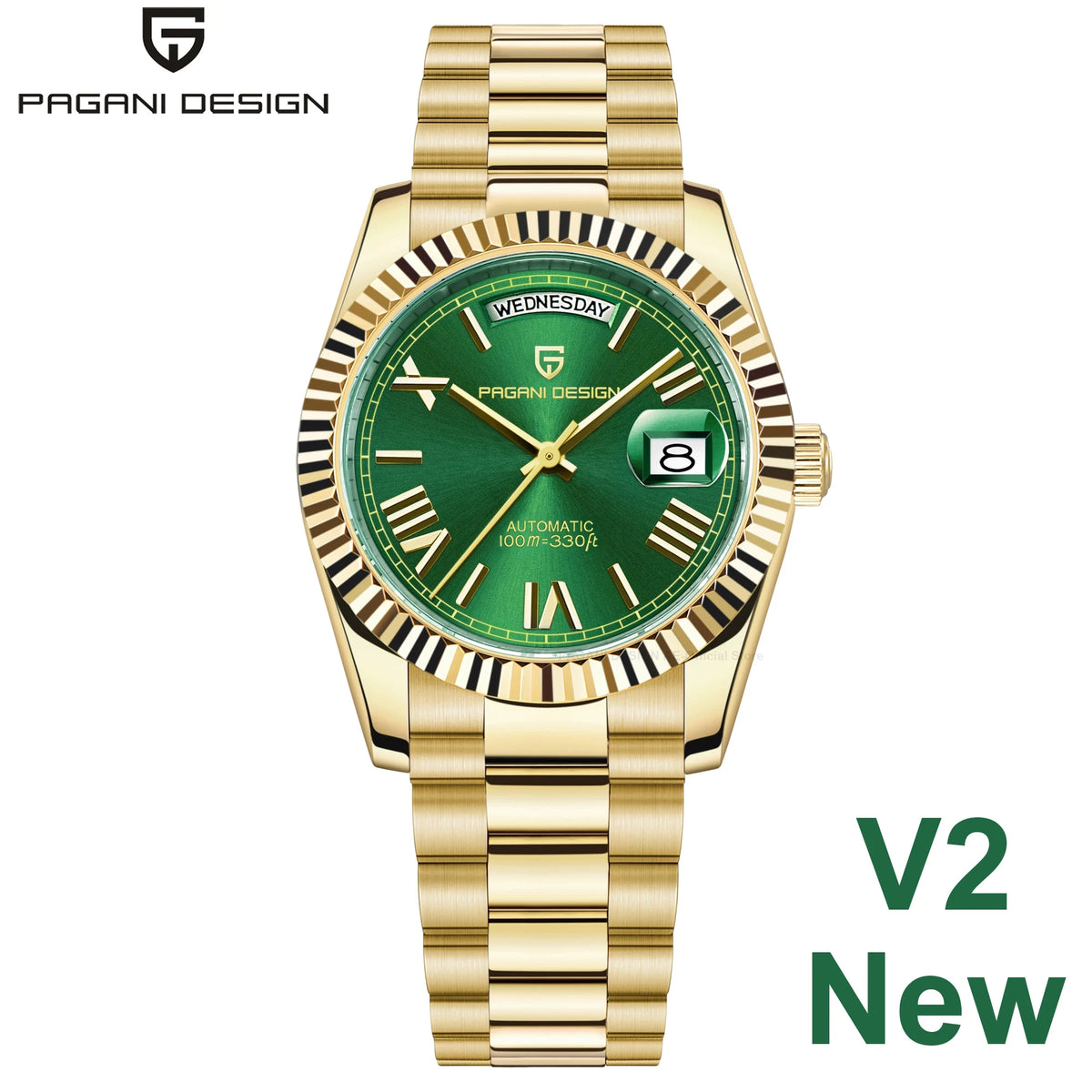 Luxury Automatic Men's Mechanical Watch with 100M Waterproof AR Sapphire Mirror