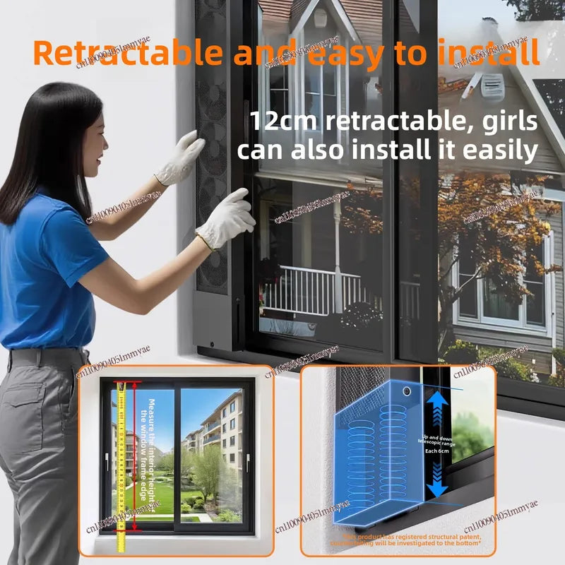 Retractable Glass Window Exhaust Fan - Silent, Strong Speed Control