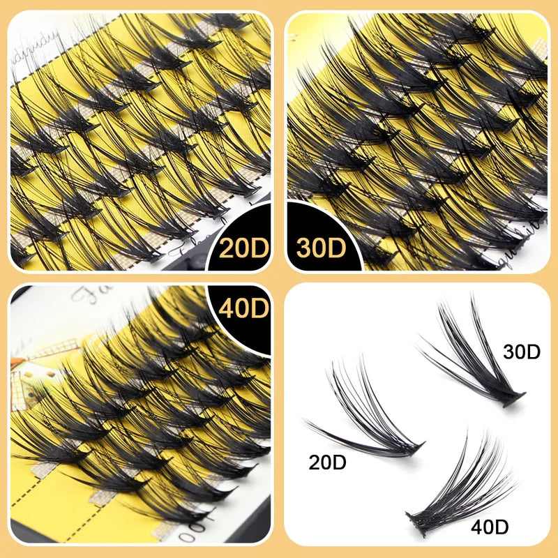 False Eyelash Clusters 3D Volume Effect Mink Silk Long Natural Lashes