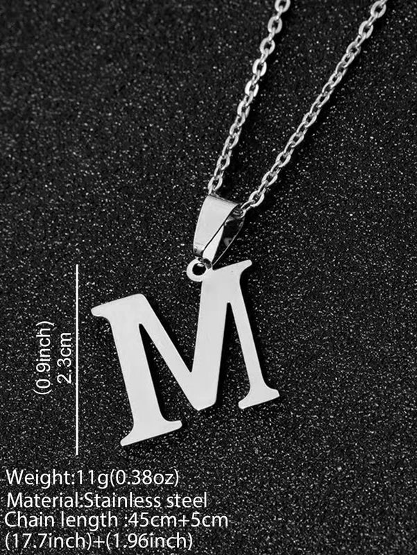 Stainless Steel Alphabet Necklace Initial Pendant for Men Women Jewelry Gift