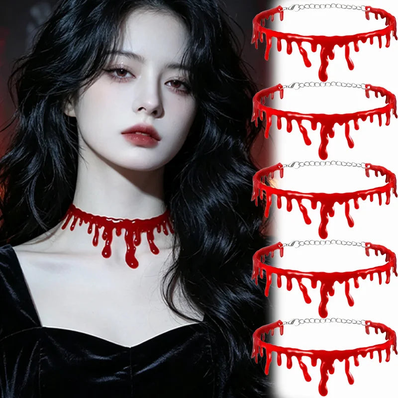 Halloween Blooddrop Necklace Horror Vampire Choker Dark Style Costume Accessory