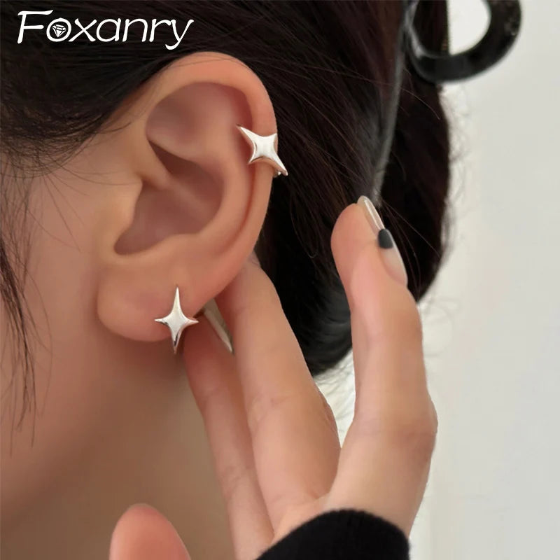 Star Geometric Hoop Earrings for Women and Couples Minimalist Fashion Jewelry