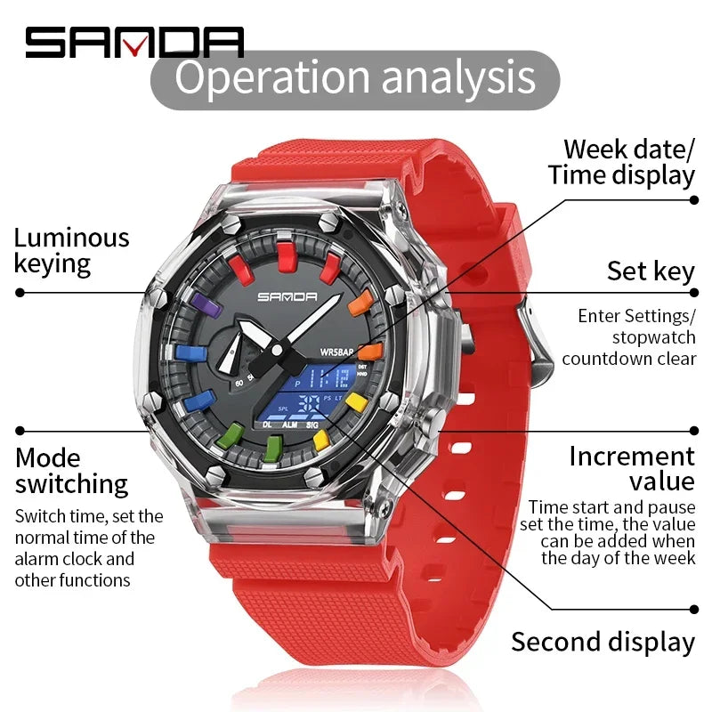 LED Digital Outdoor Military-Style Wristwatch with Alarm & Stopwatch