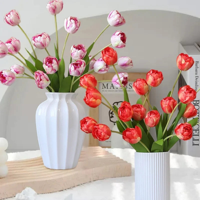 Artificial Tulip Flower Stems - Silk Cloth Floral Decor Set of 6