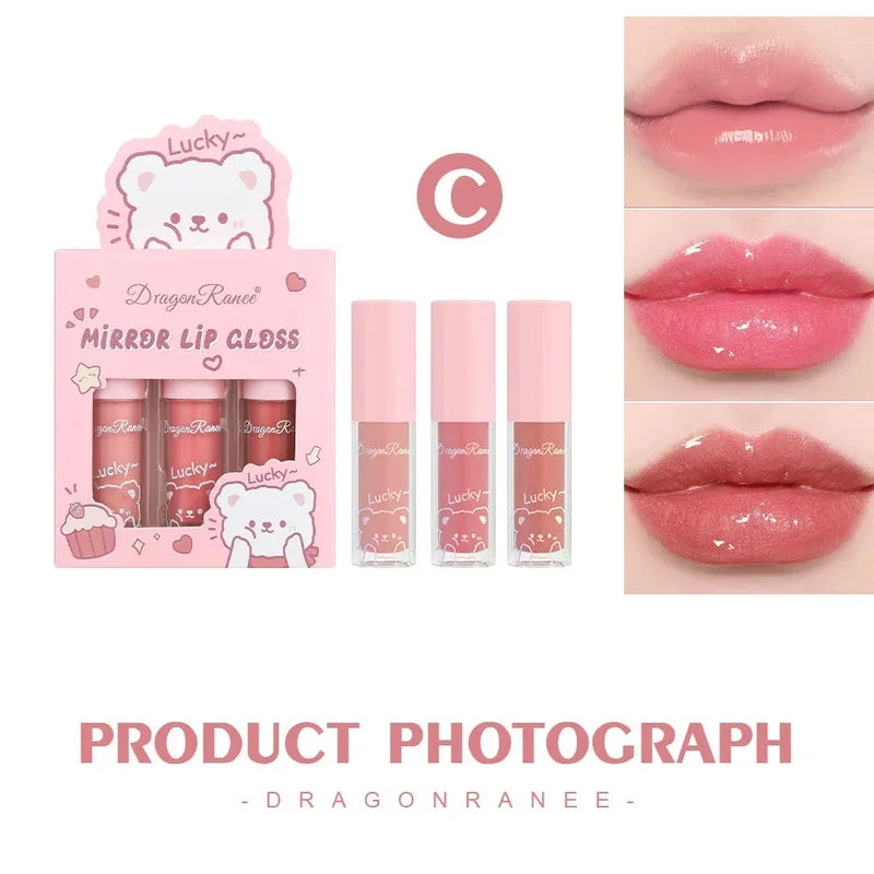 Hydrating Lip Gloss Set - 3PCS Pearl Lip Glaze Moisturizing Lipstick