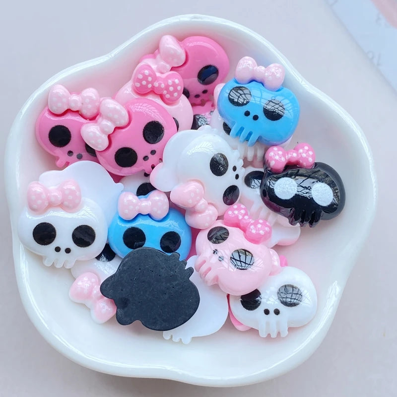 10Pcs Cute Resin Skull Flat Back Craft Embellishments for Scrapbooking Jewelry DIY