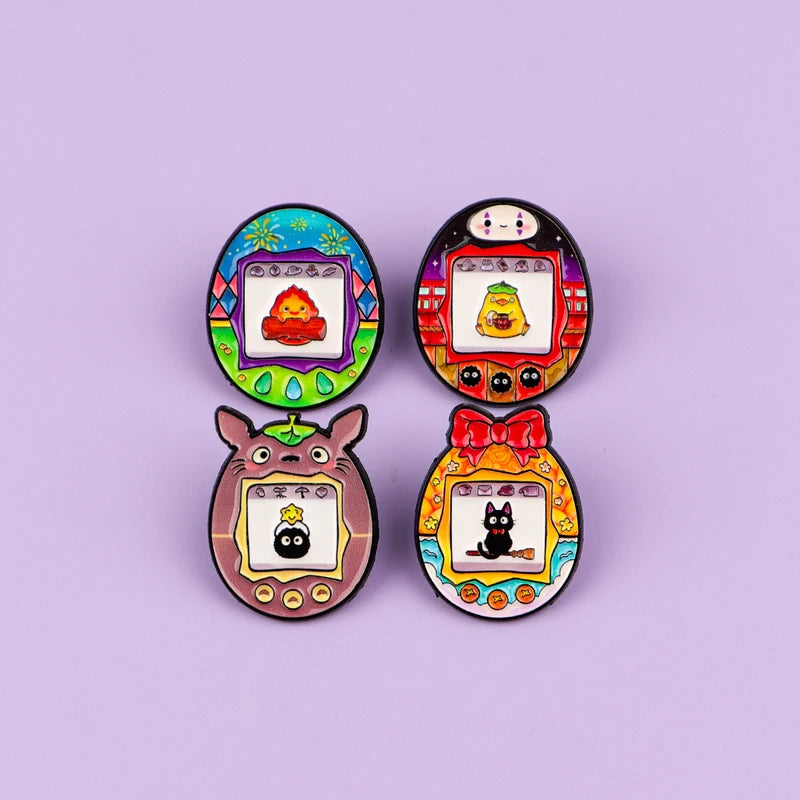 4pcs Enamel Manga Elf Pins Set - Cute Metal Brooches for Bags & Clothing