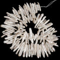 14-21mm White Freshwater Pearl Beads 10pcs Toothpick Shape Spacer Jewelry Making