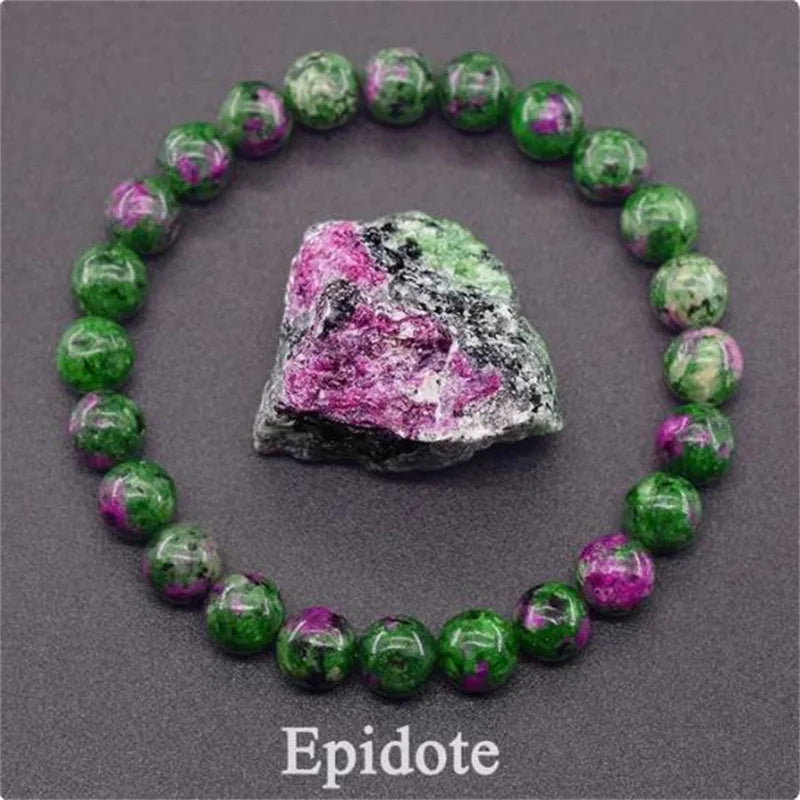 Natural Epidote Zoisite Stone Bead Bracelet for Women and Men - Fashion Jewelry Gift