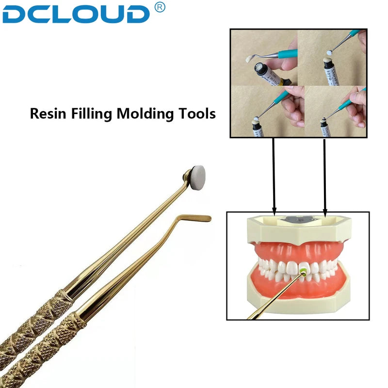 Dental Resin Filling Kit with Molding Tools Foam Pads Spatula & Cure Holder