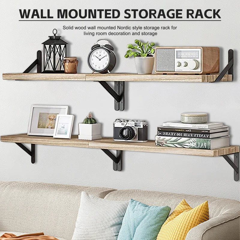 Floating Wall Shelves for Living Room Bathroom Kitchen - Wood Storage Shelving