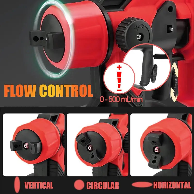 Cordless HVLP Paint Sprayer for Milwaukee 18V Battery, 30000 RPM, 4 Nozzles