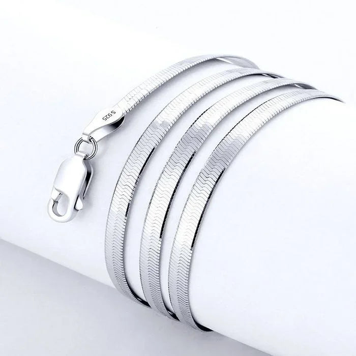 Sterling Silver 4MM Blade Chain Necklace for Women & Men - Wedding & Gift Jewelry