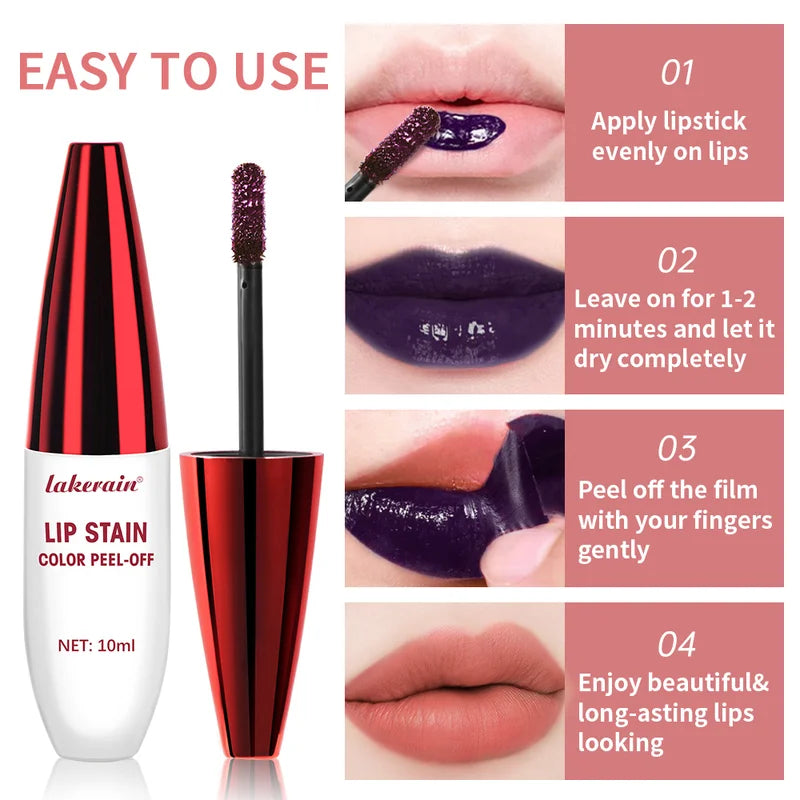 Peel Off Lip Stain Tattoo Tint - Long Lasting Waterproof Lip Color with Rich Pigment