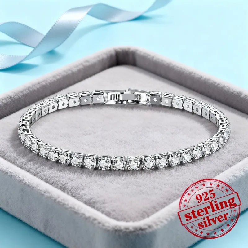 Sterling Silver Zirconia Charms Bracelets for Women Wedding & Holiday Gifts