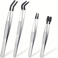Precision Tweezers with Rubber Coated Tips - Flat & Bent Tip Non-Marring