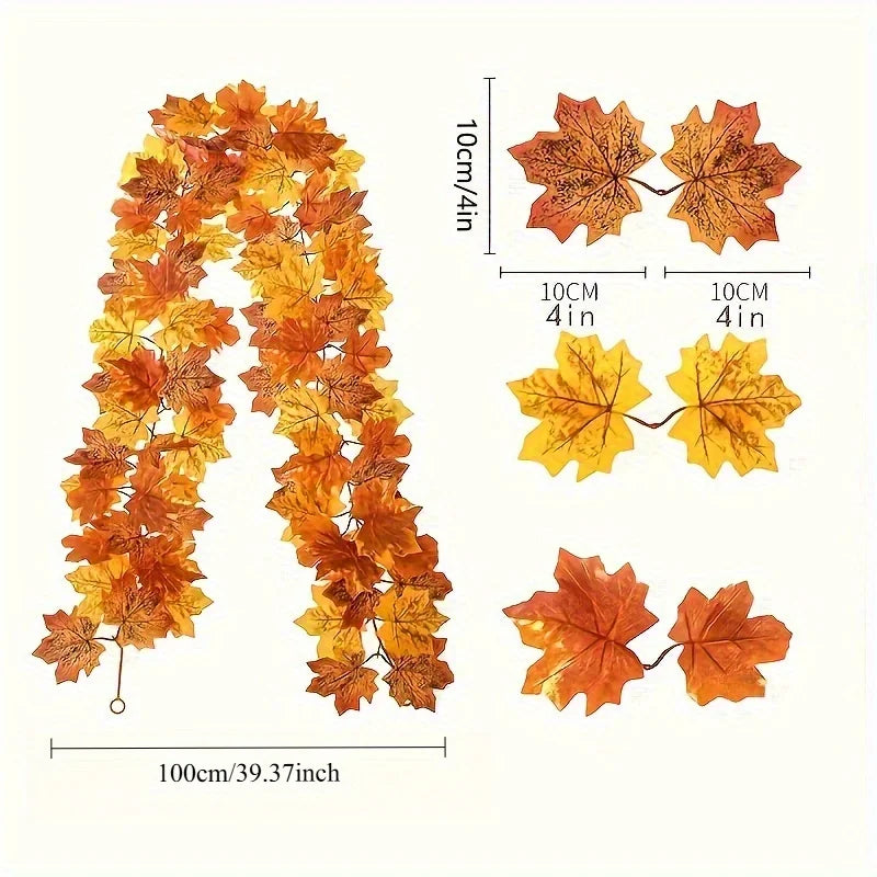 Autumn Artificial Maple Leaf Wreath - Fall Home Decor for Doors & Walls