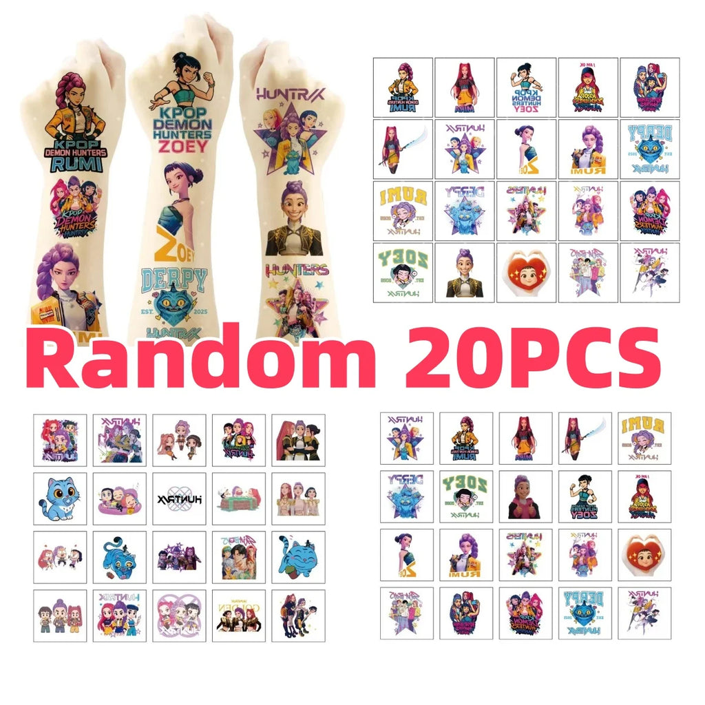 20pcs Cartoon Anime Temporary Tattoo Stickers for Kids Party Favors