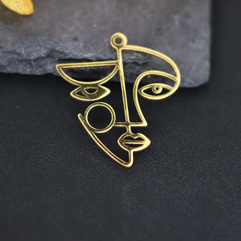 3pcs Stainless Steel Lady Face Portrait Pendant Charms for Jewelry Making