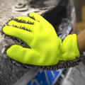 Microfiber Car Wash Gloves Dual-Sided Scratch-Free Cleaning Tool - Green & Gray