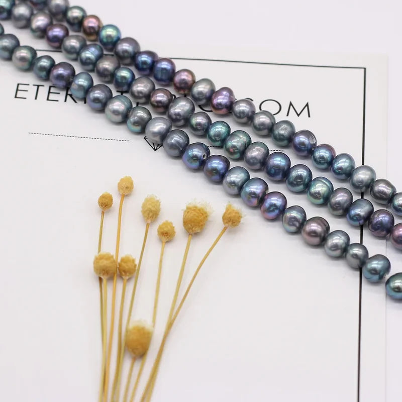 Natural Freshwater Black Pearl Loose Beads for Jewelry Making - 5-6mm