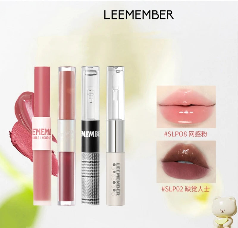 Double-End Liquid Lipstick Set - Matte & Gloss Finish, Hydrating Makeup
