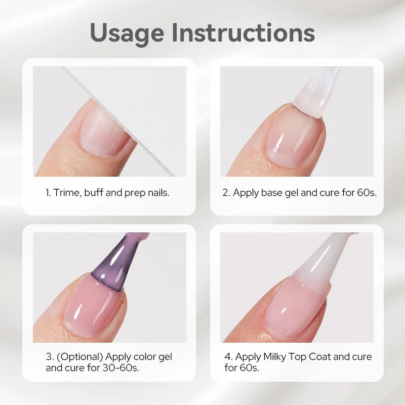 Milky White Gel Nail Polish Top Coat 10ml Long Wear UV LED Soak Off