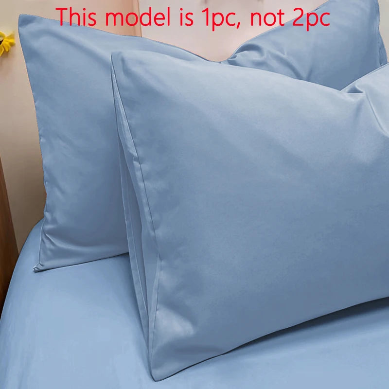 Matte Solid Color Pillowcase - Soft Bedding Cover for Bedroom, Sealed Pocket Design