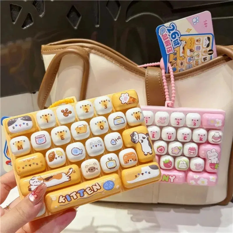 26-Key Cap Keyboard Keychain Fidget Stress Button Bag Charm Gift - Multiple Colors