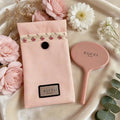 Pink Canvas Cosmetic Travel Pouch with Logo Mirror - Portable Makeup Organizer
