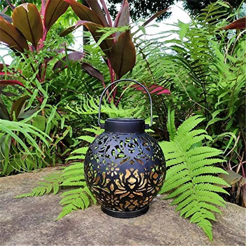 Outdoor Solar Garden Light Iron Art Hanging Landscape LED Projection Lamp Waterproof