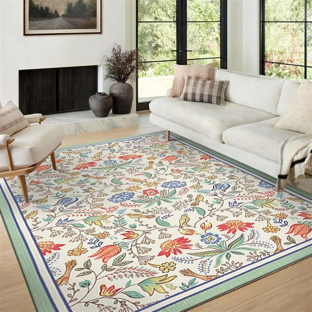 Vintage Persian Floral Rug Non-Slip Washable Living Room Bedroom Carpet