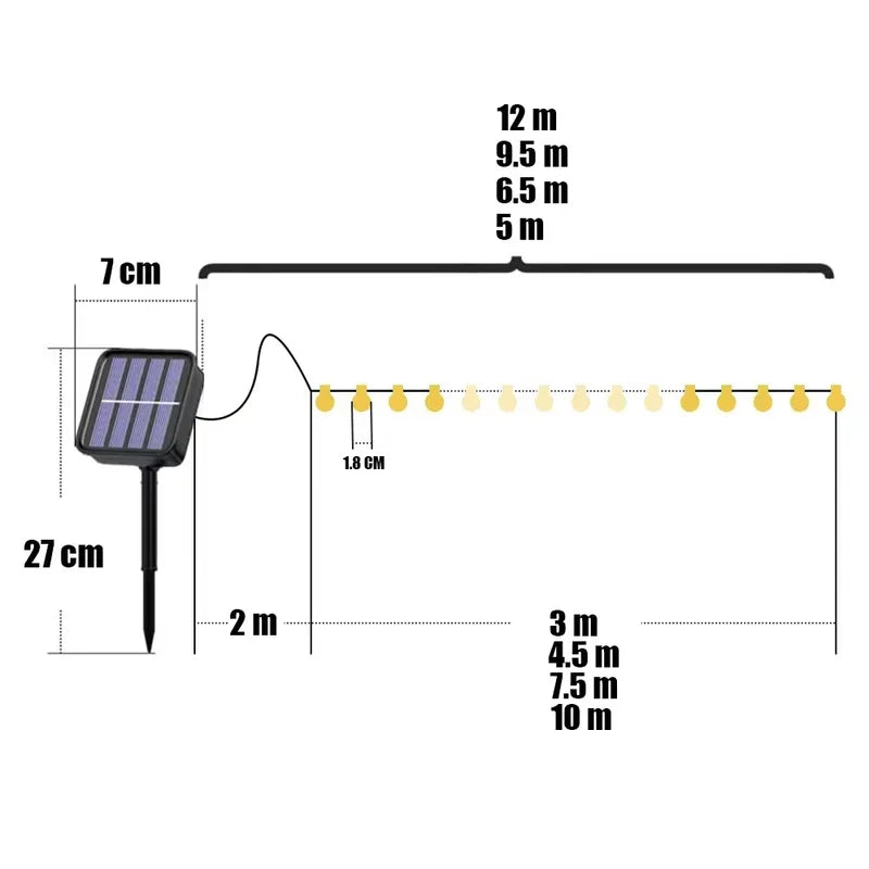 Frosted Globe Solar String Lights - Outdoor Fairy Lights with 8 Modes for Garden & Holiday Decor
