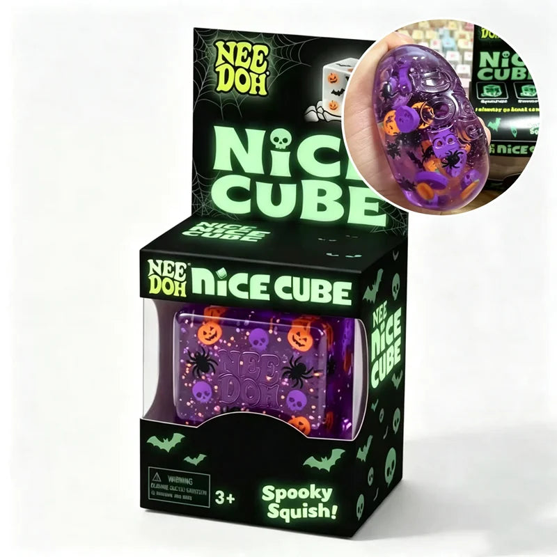 Halloween Spooky Squish Toy Cube Pumpkin Spider Skull Anxiety Relief Fidget Sensory Toy