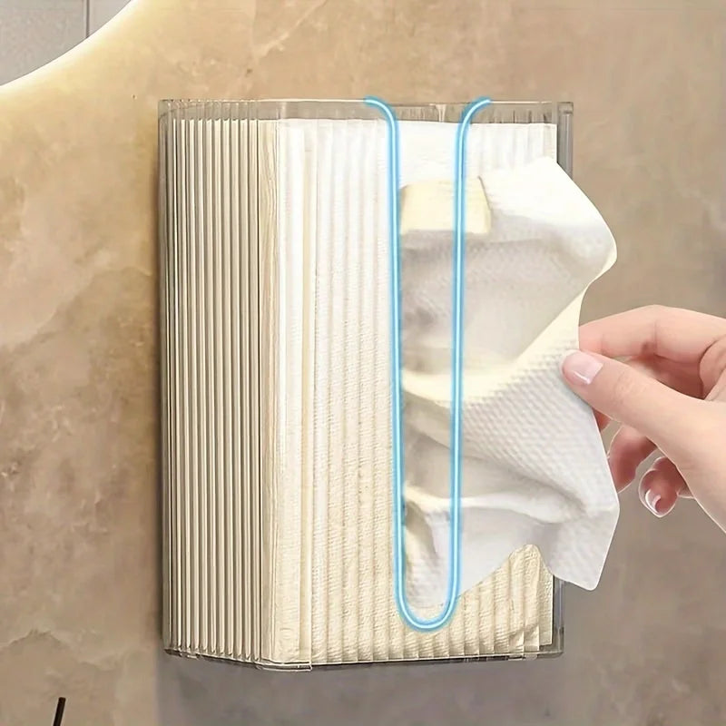 Wall-Mounted Acrylic Tissue Box Holder Transparent Bathroom & Living Room Dispenser