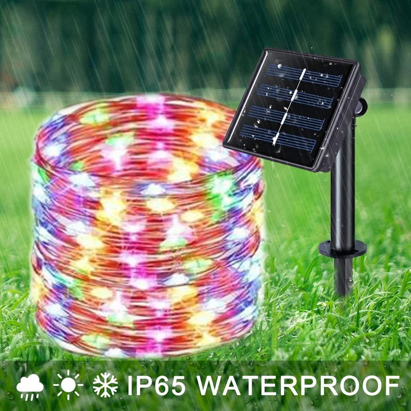 Outdoor Solar Fairy String Lights Waterproof Garden Decoration with 8 Modes