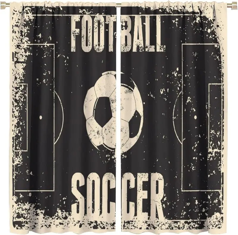 Soccer Ball Curtains for Bedroom Living Room - Sports Themed Window Drapes