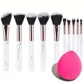 10pcs Makeup Brush Set with Soft Fluffy Face Eye Blush Foundation Powder Blending Tools