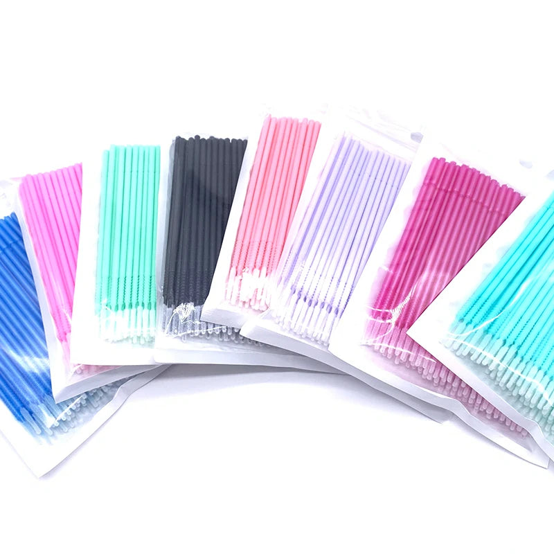 Long Head Bendable Micro Brushes for Lash Extensions & Eyelash Glue Cleaning