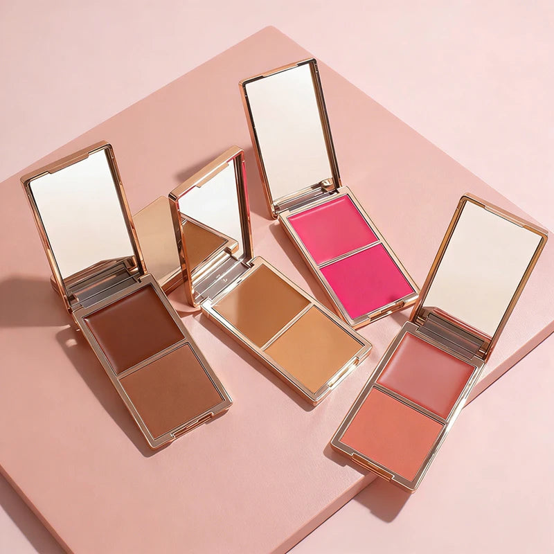 2-in-1 Gold-Plated Matte Waterproof Blush Cream for Face & Cheeks - Long Lasting Makeup
