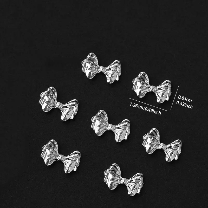 50PCS Nail Charms Butterfly Bowknot Nail Art Decorations Rhinestone Accessories